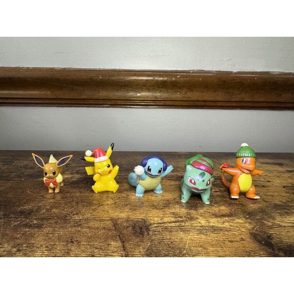 Lot Of 5 Iridescent Christmas Pokémon Action Figures